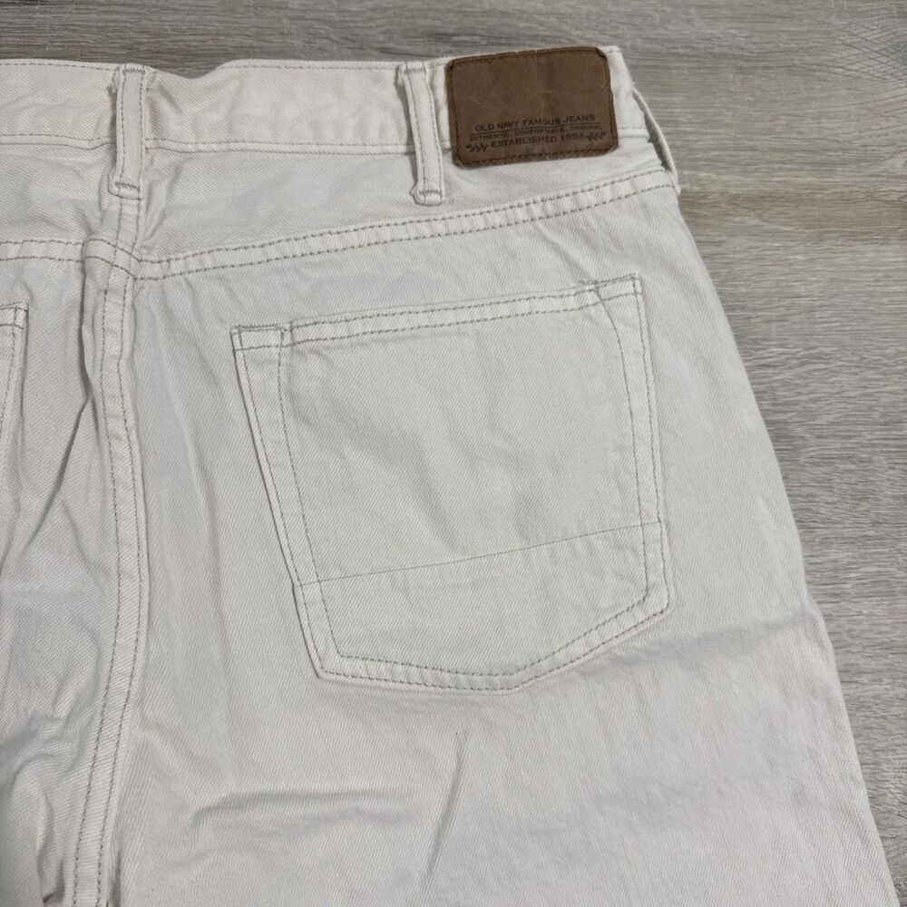 Old Navy Denim Shorts Men’s 36 White Premium Slim Cut Off Raw Hem Cotton - Picture 8 of 14